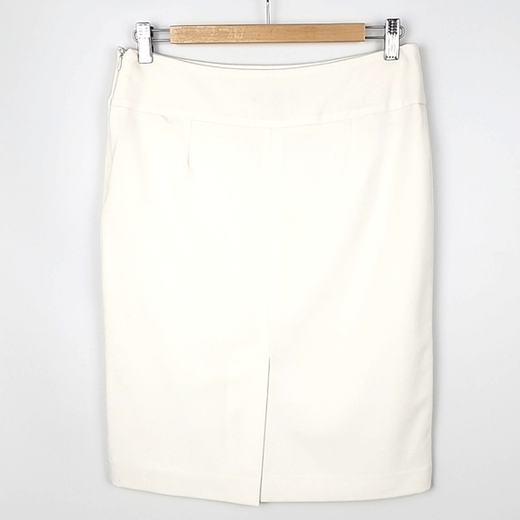 Carriere Studio Cream Lined Pencil Skirt Back Lined Slit Side Zipper Size 32 - Picture 2 of 11